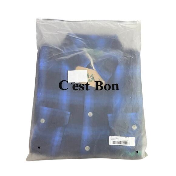 Cest Bon Blue Plaid Core Flannel Oversized Shirt NWT - M - Picture 5 of 5